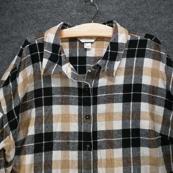 CJ Banks Women's Button Front Shirt Multi 3X Plaid Flannel Long Sleeve Cotton - Picture 3 of 12